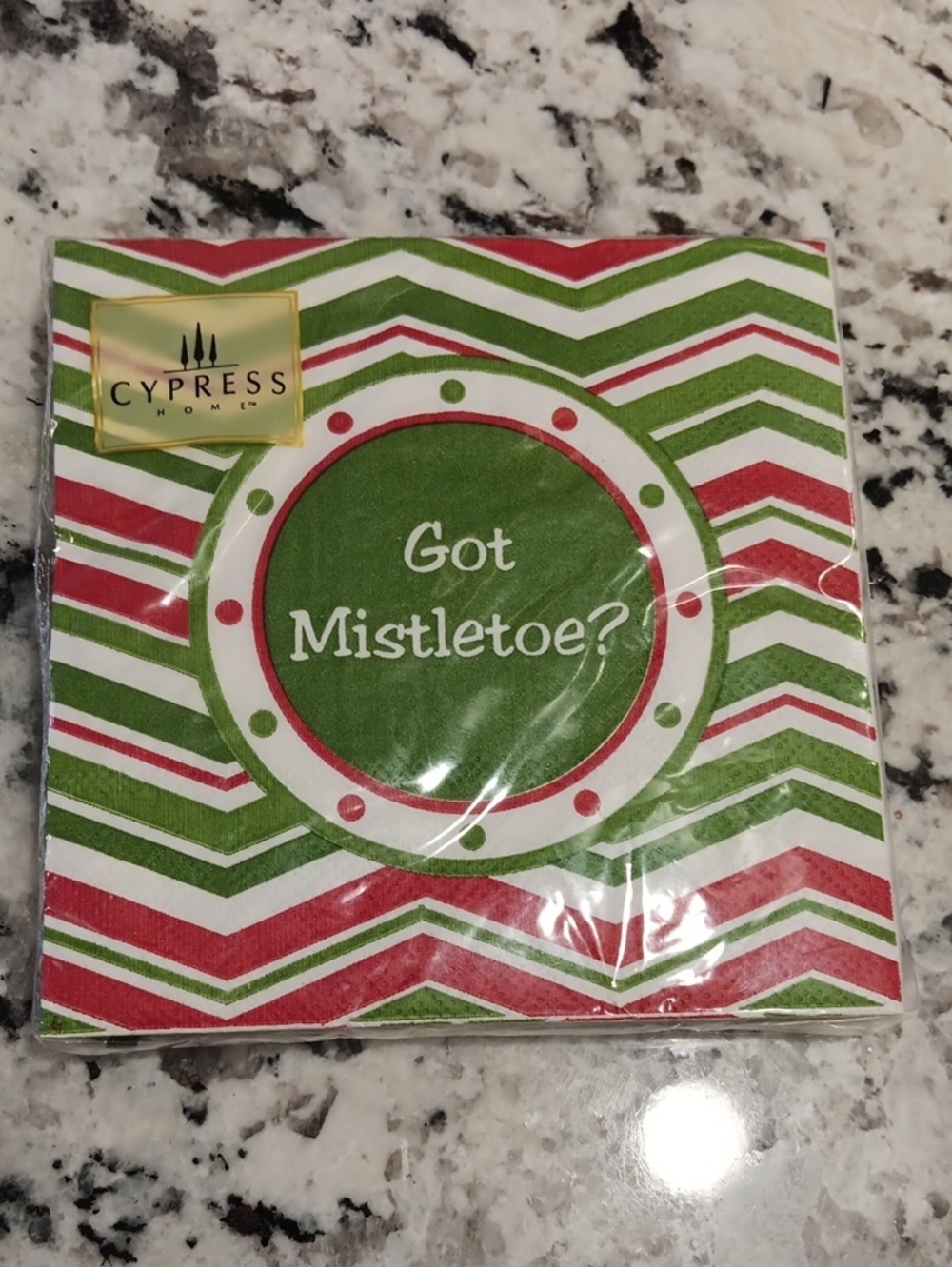 Green & Red 'Got Mistletoe?' Holiday Cocktail Napkins